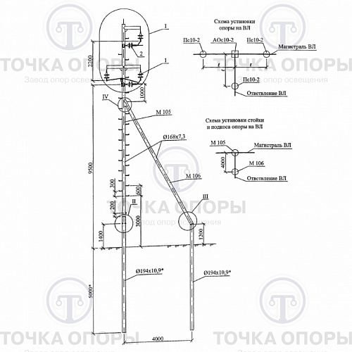 Анкерная ответвительная опора АОс10-2