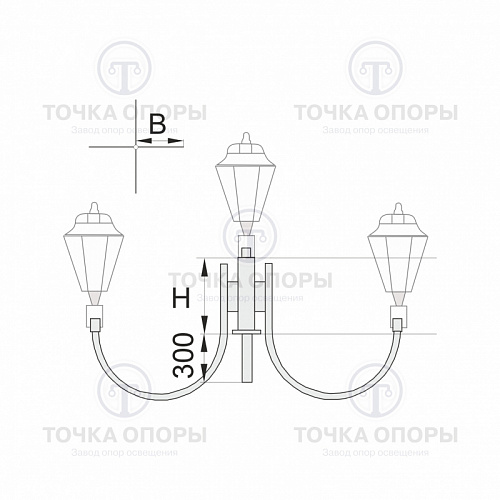 К34-0,7-0,9-0-5 торшерный пятирожковый кронштейн