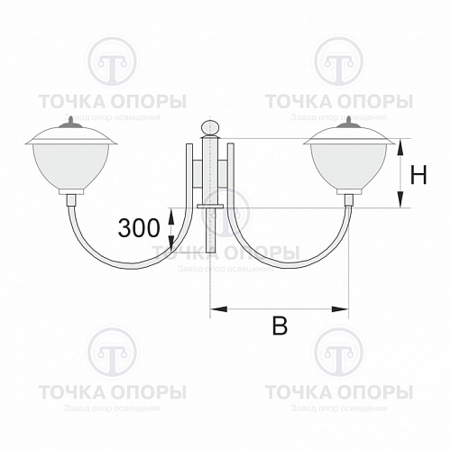 К51-1,0-0,7-0-5 торшерный двухрожковый кронштейн